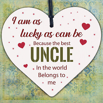 UNCLE BROTHER DAD Novelty Wooden Heart Plaque Birthday Christmas Gift For Uncle