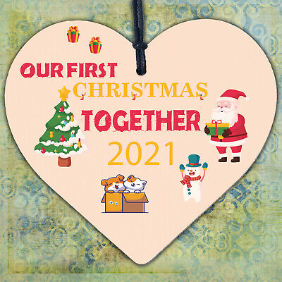 Babys My First Christmas Tree Bauble Decoration Wood Heart 1st Xmas Gift Present