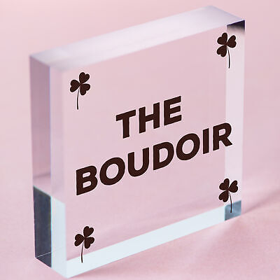 The Boudoir Vintage Shabby French Powder Room Hanging Plaque Bath/Bedroom Sign