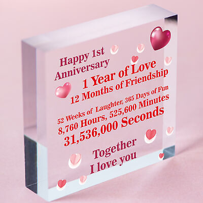 1st 2nd 3rd 4th 5th 6th 7th Wedding Anniversary Wood Heart Keepsake Husband Wife