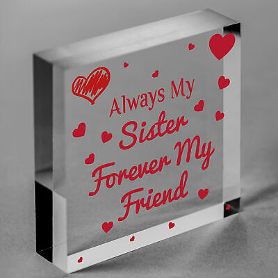 Always My Sister Forever My Friend Wooden Hanging Heart Gift Sisters Love Plaque