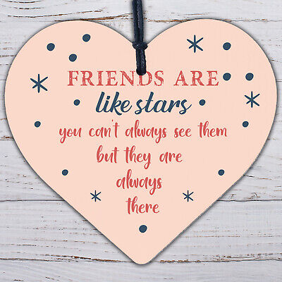 Best Friends Are Like Stars Friendship Sign Wood Heart Plaque Gift Thank You