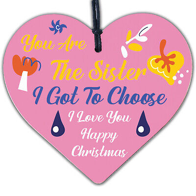 Sister I Got To Choose Gift Best Friend Christmas Gift Hanging Heart Engraved