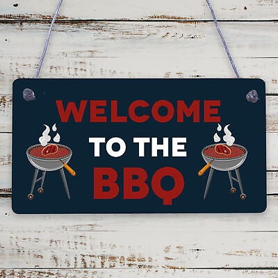 Welcome To The BBQ Sign Engraved Garden Signs And Plaques Man Cave Shed Sign