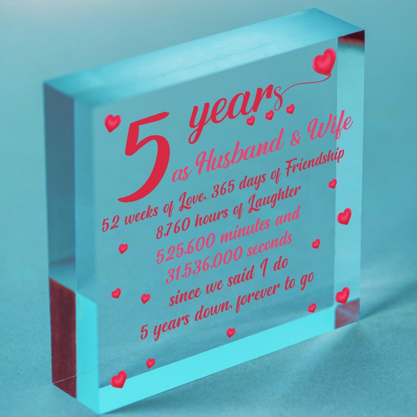 5th Wood Anniversary Block Five Year Anniversary Gift For Her Gift For Men