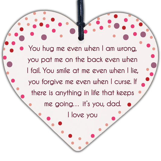 Dad I Love You Everyday Father's Day Gift Wooden Hanging Heart Cute Dad Sign