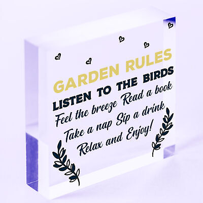 Garden Rules Sign Engraved Wood Garden Signs And Plaques Shed Sign Novelty