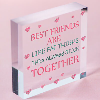 Best Friends Are Like Fat Thighs Novelty Wooden Hanging Heart Friendship Plaque