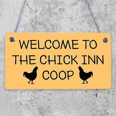 Welcome Chicken Coop Sign Outdoor Garden Shed Plaque Chicken Hen Gifts