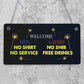 Welcome No Shirt Free Drinks Hanging Plaque Man Cave Gift Funny Pub Bar Sign New