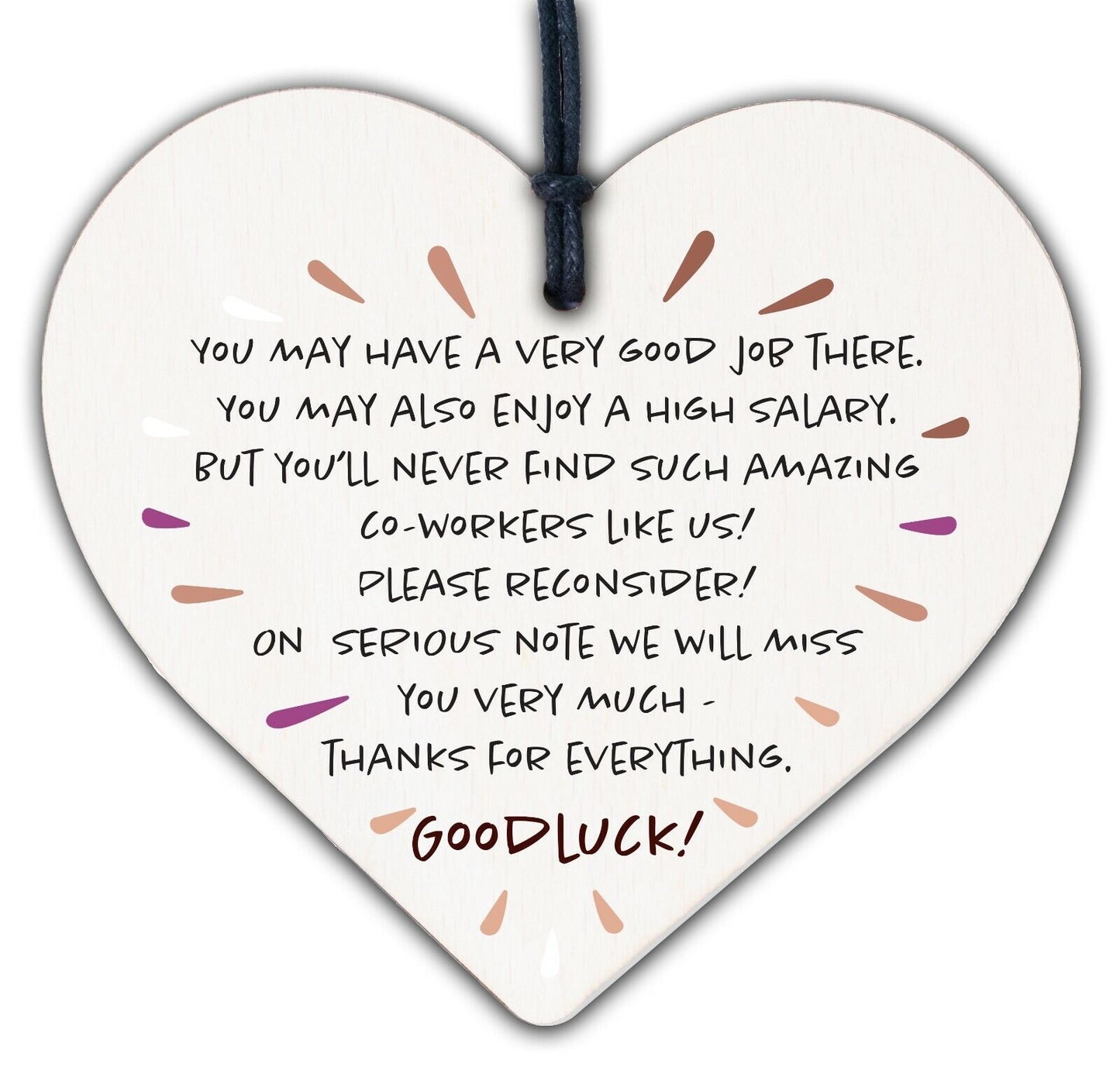 Colleague Leaving Gifts Wooden Heart Plaques Thank You Friendship Work Gifts