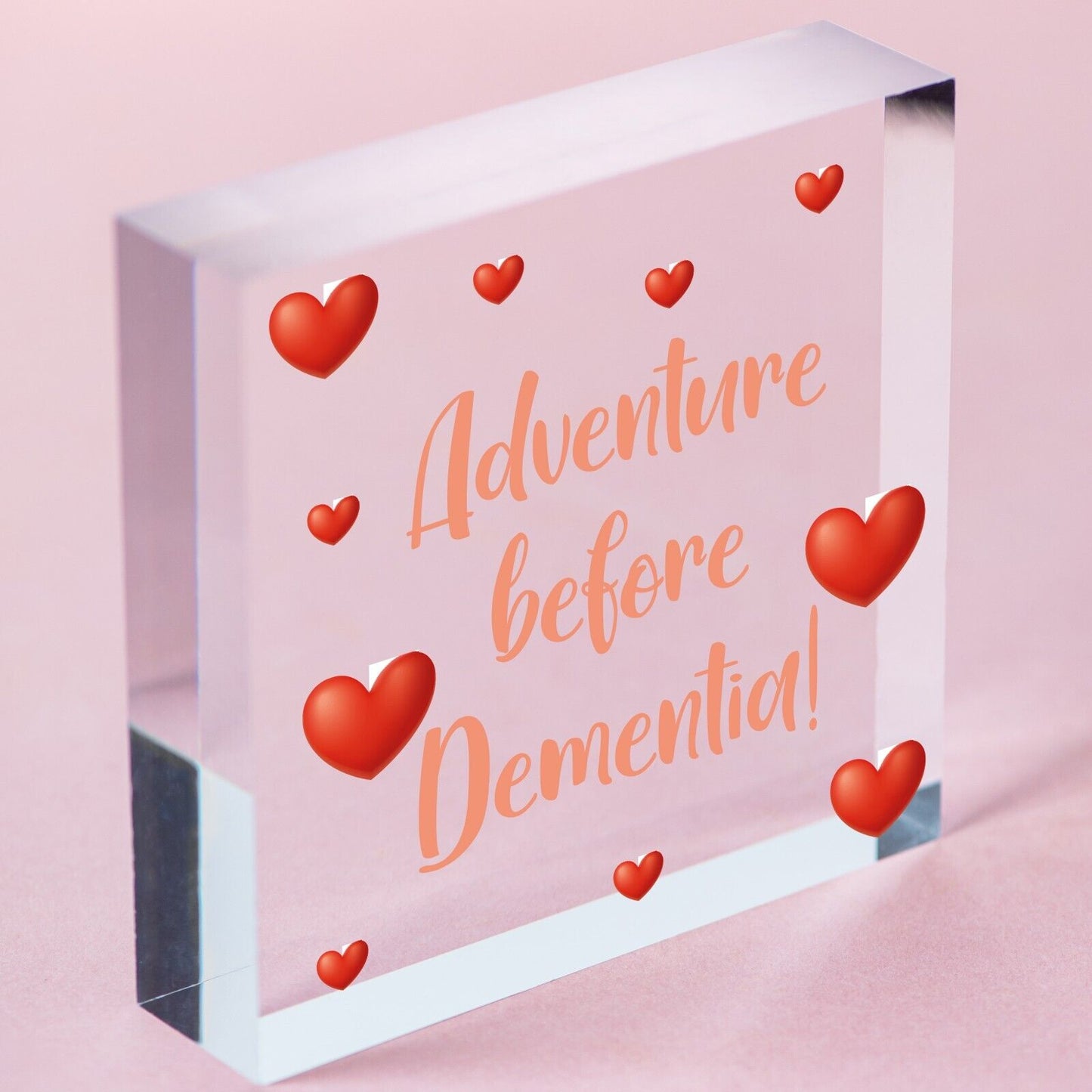 Adventure Before Dementia Wood Heart Caravan Plaque Funny Retirement Gift