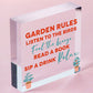 Garden Sign Summer House Decking Plaque Shed Sign Garden Rules Sign Home Gift