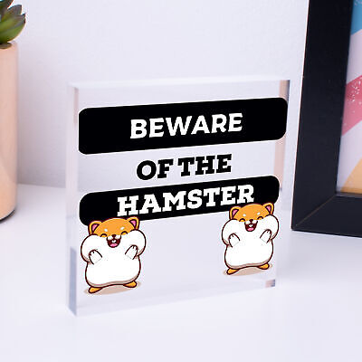 Beware Of The Hamster Novelty Wooden Hanging Shabby Chic Plaque Hamsters Sign