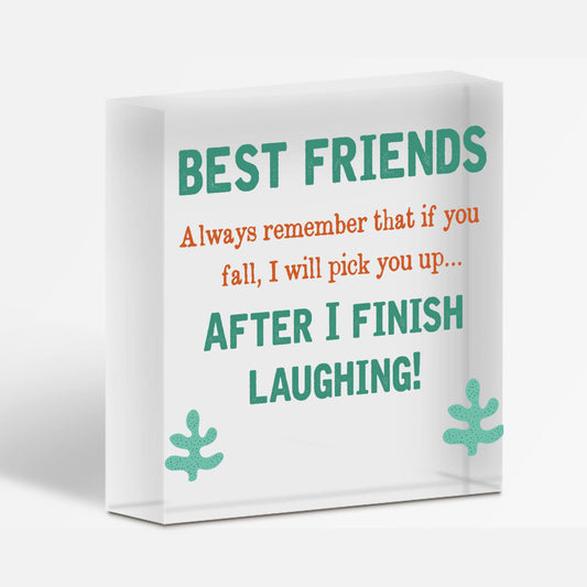 BEST FRIEND - I Will Pick You Up After I Finish Laughing! Friendship Gift Plaque