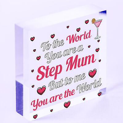 THANK YOU Step Mum Daughter Mum Mummy Gifts Wooden Heart Plaque Birthday Gift