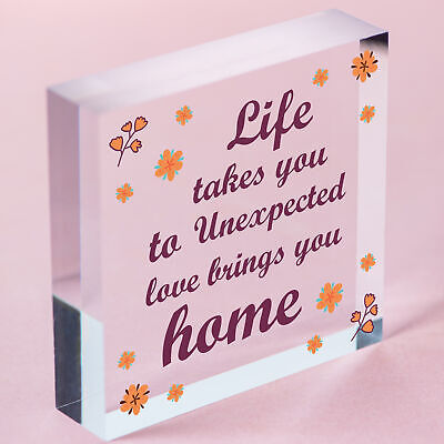 Love Brings You Home Shabby Chic Wooden Heart Memorial Plaque Friendship Gift