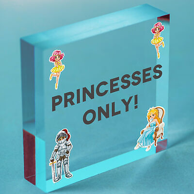 Princesses Only Plaque Door Nursery Bedroom Sign Baby Girl Fairytale Decor Gifts