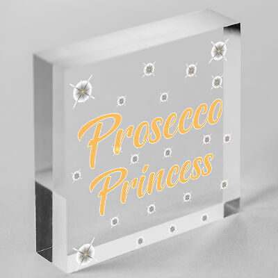 Prosecco Princess Wooden Hanging Heart Alcohol Joke Sign Bottle Topper Plaque