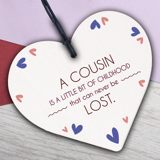 Birthday Christmas Gift For Cousin Wood Heart Family Friendship Keepsake Plaque