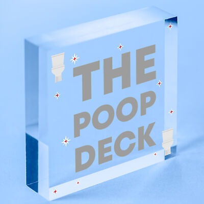 Nautical Bathroom Sign Poop Deck Funny Bathroom Toilet Loo Shabby Chic Sign