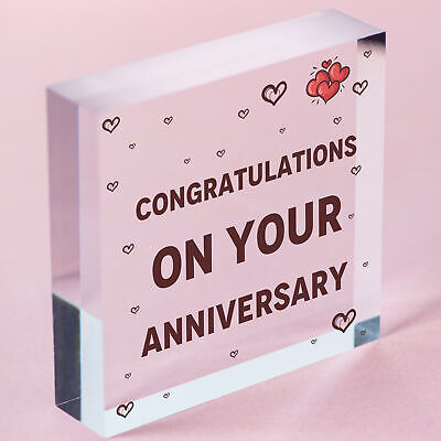 Congratulations On Your Anniversary Wooden Hanging Heart Plaque Love Gift Sign