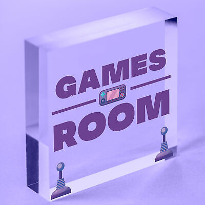 Games Room Man Cave Hanging Plaque Gift For Him Boys Bedroom Plaque Sign