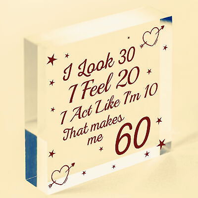 60th Birthday Novelty Funny Gift For Mum Dad Nan Grandad Wood Heart Plaque Card