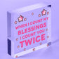 Blessings Count You Twice Wooden Hanging Heart Plaque Friendship Love Gift Sign