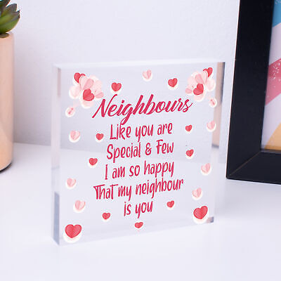 Thank You Neighbour Gift Wooden Heart Plaque Friendship Friend Home Gift Sign