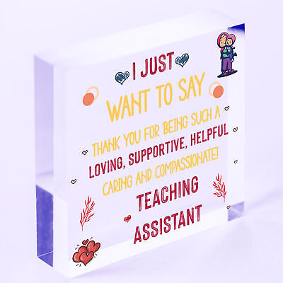 Teaching Assistant Thank You Gift Wood Heart Teacher Nursery Leaving School Gift