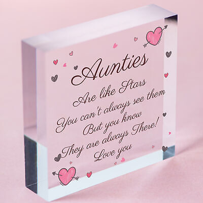 Sister Auntie Aunt Aunty Wood Heart Plaque Sign Birthday Thank You Keepsake Gift