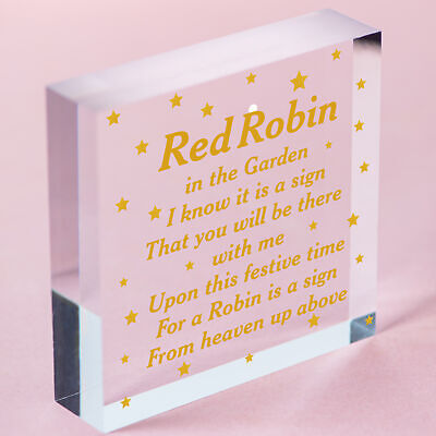 Robins Appear Wood Heart Memorial Christmas Tree Decoration Plaque Bauble