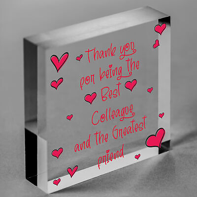 Thank You Wood Heart Plaque Friendship Gift For Colleague Friend New Job Present