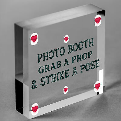 Photo Booth Grab A Prop & Pose Cute Hanging Wedding Day Sign Decoration Plaque