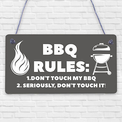 BBQ Rules Sign Hanging Door Wall Shed Sign Garden Sign For Outdoor Men Gift