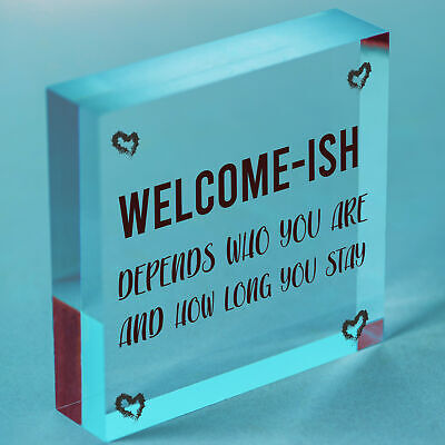 Welcome Sign WELCOME ISH Hanging Door Sign Funny Wall Decor Home Sign