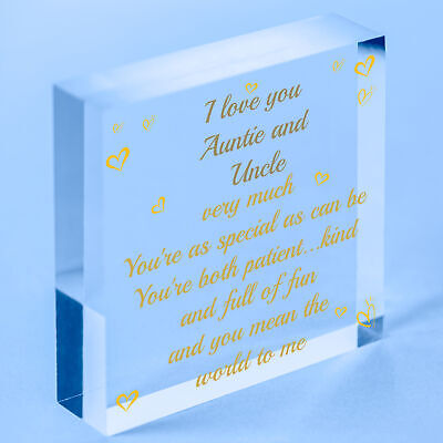 Auntie And Uncle Gift Heart Plaque Auntie Uncle Birthday Xmas Gift From Niece