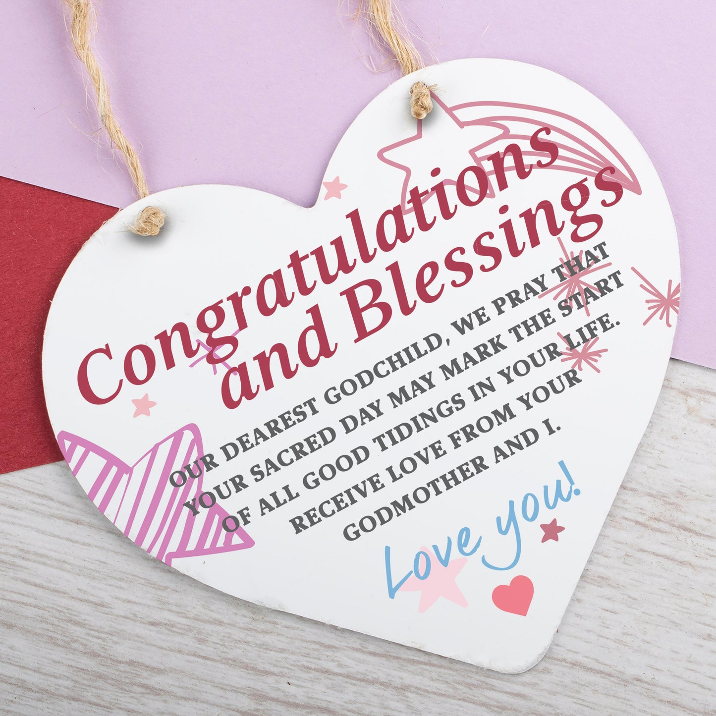 Congratulations Gifts Heart Hanging Sign Godmother Gift New Born Gifts