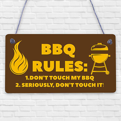 BBQ Rules Sign Hanging Door Wall Shed Sign Garden Sign For Outdoor Men Gift