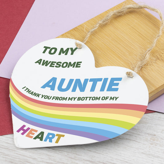 Auntie Hanging Sign Gifts For Birthday Christmas Heart Plaque