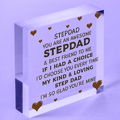 Step Dad Fathers Day Gifts for Best Step Dad Wooden Heart Gift For Him Stepdad