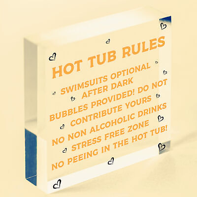 Chalkboard Hot Tub Rules Hanging Plaque Summer House Garden Sign Gift