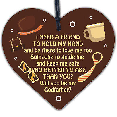 Will You Be My Godfather Gift For Friend Brother Wooden Heart Godparent Gifts