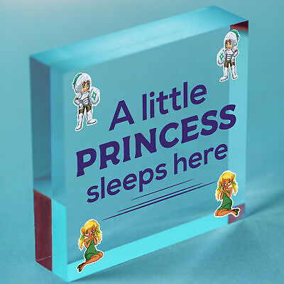 Princess Sleeps Plaque Door Nursery Bedroom Sign Gift Baby Girls Fairytale Decor