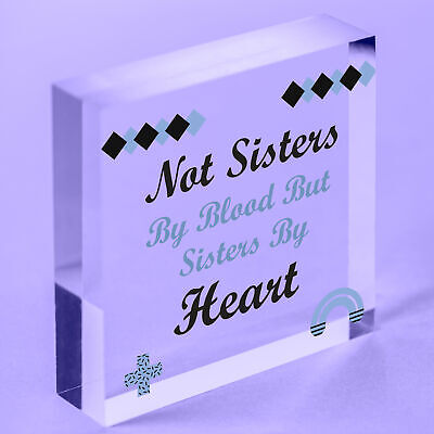 Sisters By Heart Shabby Chic Wooden Hanging Plaque Best Friends Gift Friend Sign