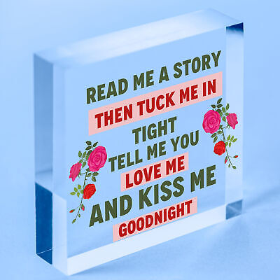 Read Me A Story Kiss Me Goodnight Wooden Hanging Plaque Bedroom Door Decor Sign