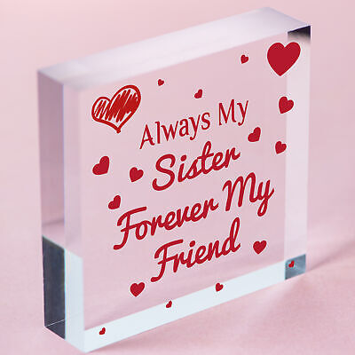 Always My Sister Forever My Friend Wooden Hanging Heart Gift Sisters Love Plaque