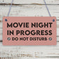 Cinema Room Sign NEON EFFECT Movie Night Dont Disturb Plaque Home Decor Gift