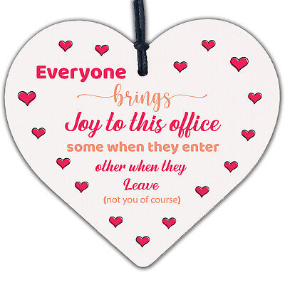 Bring Joy To The Office Colleague Novelty Wood Heart Leaving Gift Office Plaque